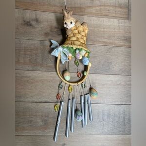 Wind Chimes Festive Easter Climbing Bunny On Basket Eggs Resin Candy Whimsical